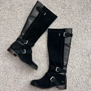 UGG Cydnee Black Leather Moto Boots US 6​​​​​​​​
