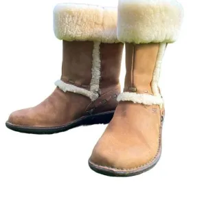 UGG‎ Elijo Chestnut Leather &amp; Shearling Boots — SZ 8 EXCELLENT CONDITION