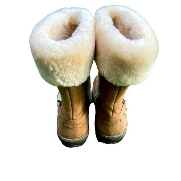 UGG‎ Elijo Chestnut Leather &amp; Shearling Boots — SZ 8 EXCELLENT CONDITION