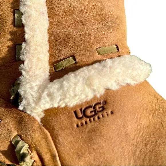 UGG‎ Elijo Chestnut Leather &amp; Shearling Boots — SZ 8 EXCELLENT CONDITION