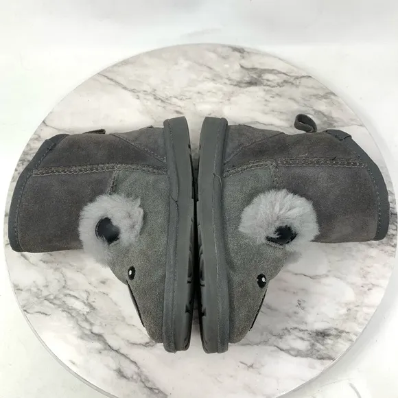 Ugg EverAU Koala Kids Suede Shearling Lined Soft Boots Classic Cozy Warm Casual