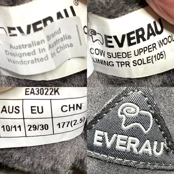 Ugg EverAU Koala Kids Suede Shearling Lined Soft Boots Classic Cozy Warm Casual