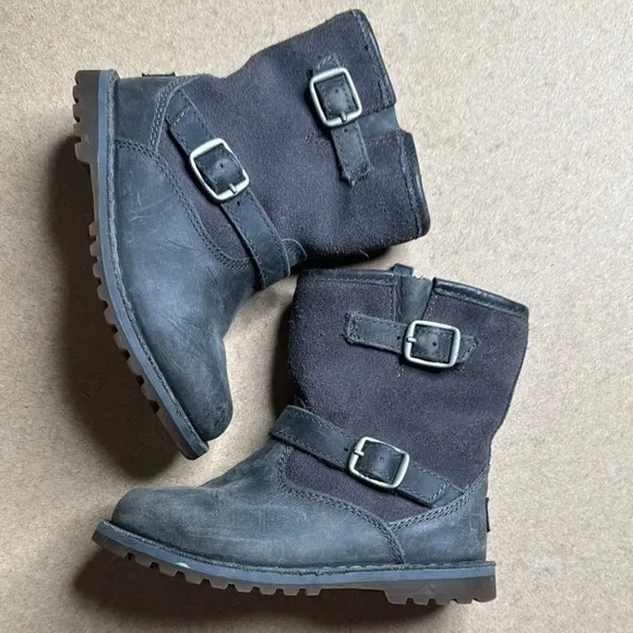 UGG Gray Moto Buckle Boot Toddler Girls Size 7