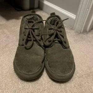 UGG Green Suede Ankle Boots with Lace-Up Design