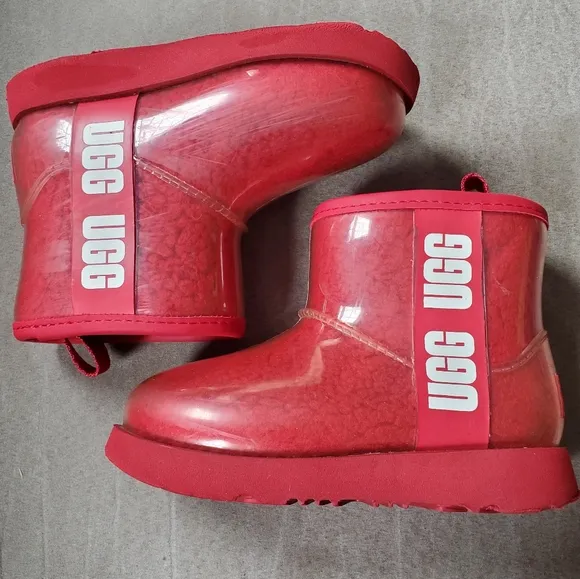UGG Kids' CLASSIC CLEAR MINI II Boots Size 10 Samba Red