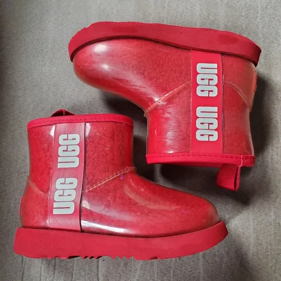 UGG Kids' CLASSIC CLEAR MINI II Boots Size 10 Samba Red