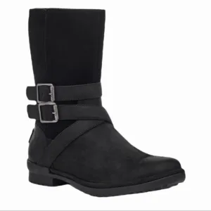 UGG | Lorna Buckle Black Waterproof Leather Harness Buckle Boot