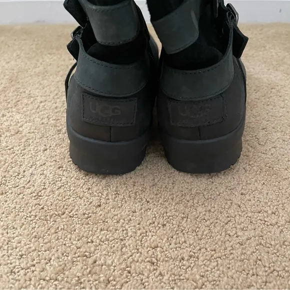 UGG | Lorna Buckle Black Waterproof Leather Harness Buckle Boot