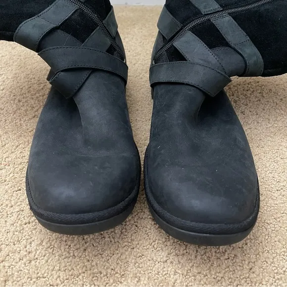 UGG | Lorna Buckle Black Waterproof Leather Harness Buckle Boot