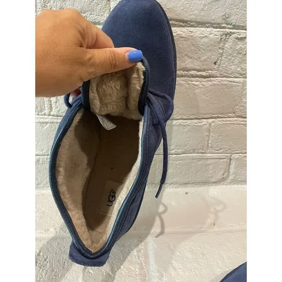UGG MAKSIM Navy Suede Sheepwool Chukka Ankle Boots