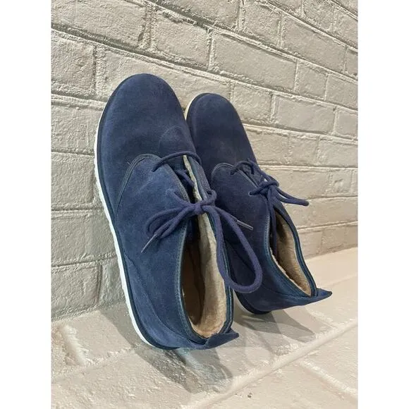 UGG MAKSIM Navy Suede Sheepwool Chukka Ankle Boots