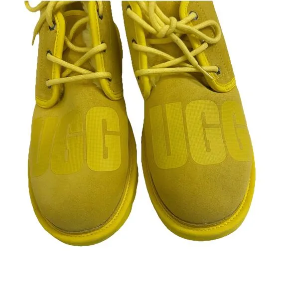 UGG Mens Boots Size 12 Canary Yellow Neumel Scatter Graphic Suede NWOB