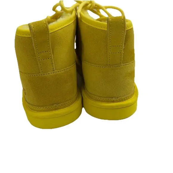 UGG Mens Boots Size 12 Canary Yellow Neumel Scatter Graphic Suede NWOB