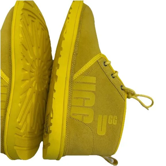 UGG Mens Boots Size 12 Canary Yellow Neumel Scatter Graphic Suede NWOB