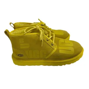 UGG Mens Boots Size 12 Canary Yellow Neumel Scatter Graphic Suede NWOB