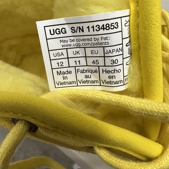 UGG Mens Boots Size 12 Canary Yellow Neumel Scatter Graphic Suede NWOB