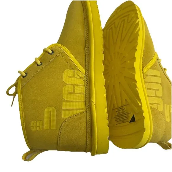 UGG Mens Boots Size 12 Canary Yellow Neumel Scatter Graphic Suede NWOB