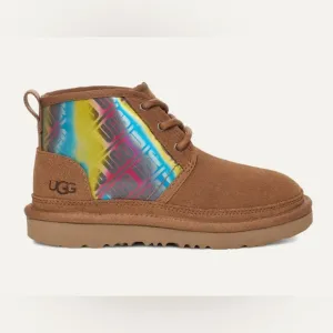 UGG Neumel Chromatic Shoes Chestnut Big Kids Size 3 Iridescent Chukka Rainbow