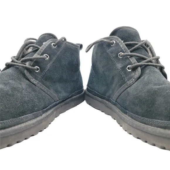 Ugg Neumel Chukka Ankle Boots Mens 12 Black Lace Up Sheep Shearling Lined - 3236