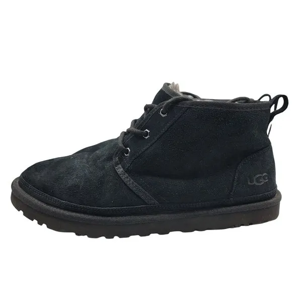Ugg Neumel Chukka Ankle Boots Mens 12 Black Lace Up Sheep Shearling Lined - 3236