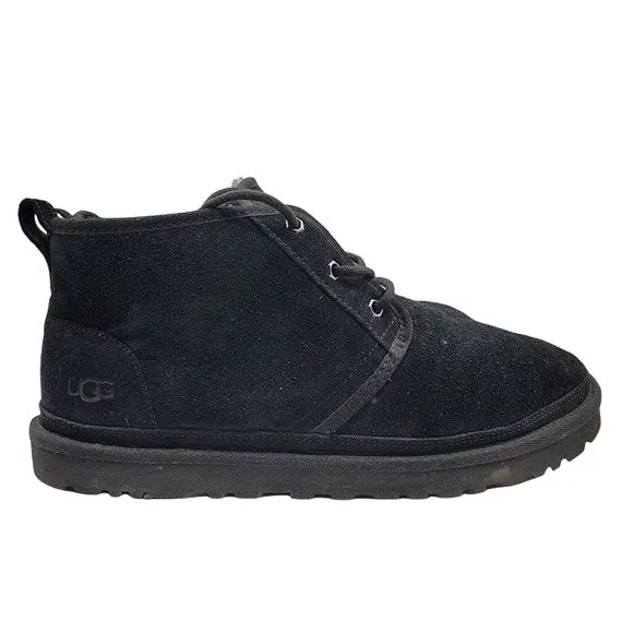 Ugg Neumel Chukka Ankle Boots Mens 12 Black Lace Up Sheep Shearling Lined - 3236