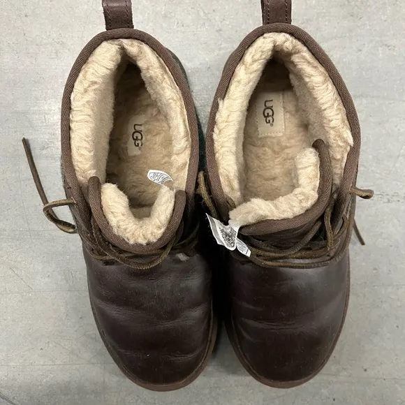 UGG Neumel Donegal Stout Brown Leather Wool Chukka Boots