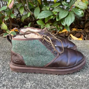 UGG Neumel Donegal Stout Brown Leather Wool Chukka Boots