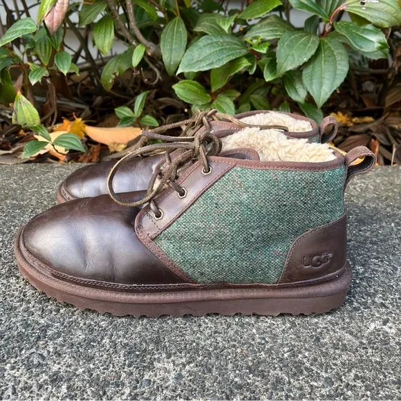 UGG Neumel Donegal Stout Brown Leather Wool Chukka Boots