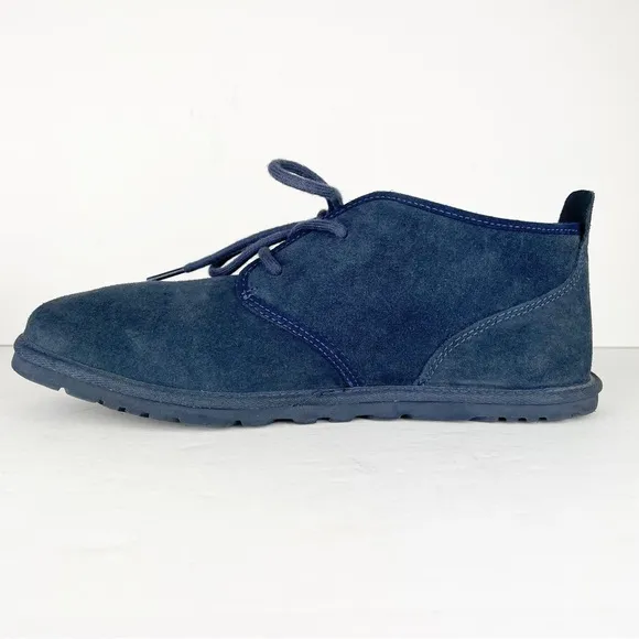 UGG Neumel Navy Blue Suede Leather Shearling Lace Up Warm Cozy Ankle Boots