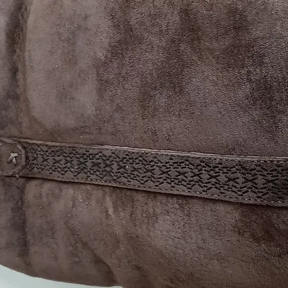 UGG Suede &amp; Sheepskin Tall Wedge  Boots w/ Zippers - Brown - size 9