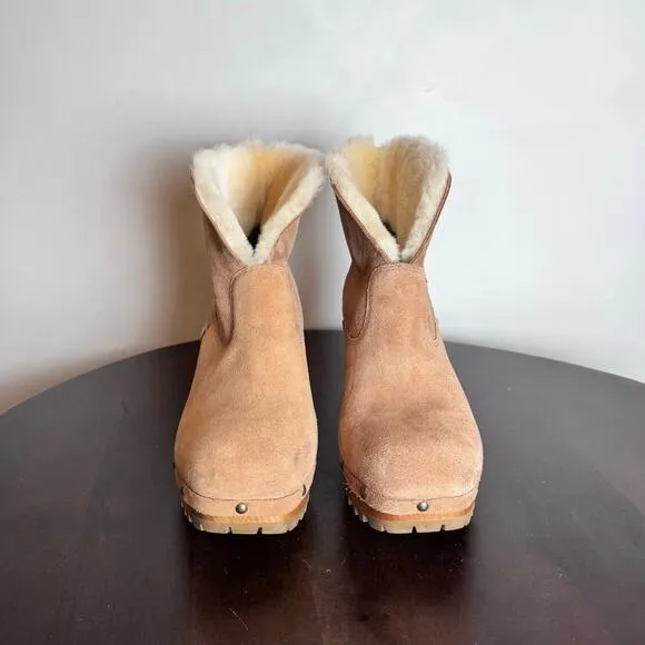 UGG Thebes Suede Clog Boots Chestnut - Size 10