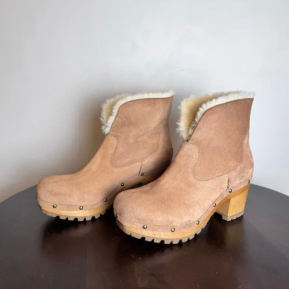 UGG Thebes Suede Clog Boots Chestnut - Size 10