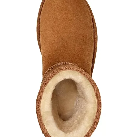 UGG USA 7 Classic Short II Boots Winter Warm Boho Chesnut Leather