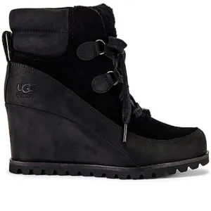 Ugg Valory Black Wedge Booties Size 8.5
