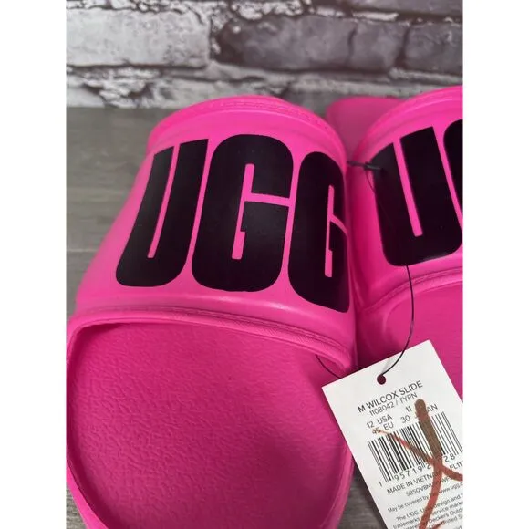 UGG WILCOX SLIDE Pink Rubber Light Waterproof Sport Sandals Men’s Sz 12M US/45EU