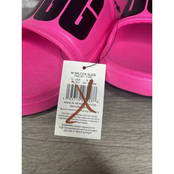 UGG WILCOX SLIDE Pink Rubber Light Waterproof Sport Sandals Men’s Sz 12M US/45EU