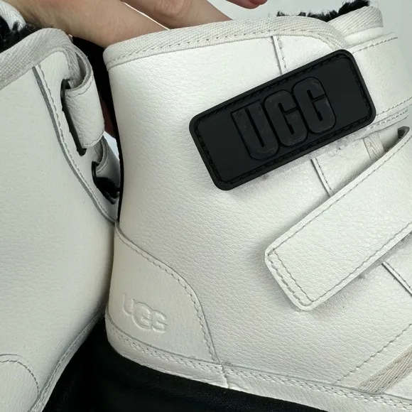 UGG Womens Neumel Platform Leather Boots Sz 6 White Straps Lined