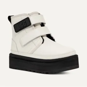 UGG Womens Neumel Platform Leather Boots Sz 6 White Straps Lined