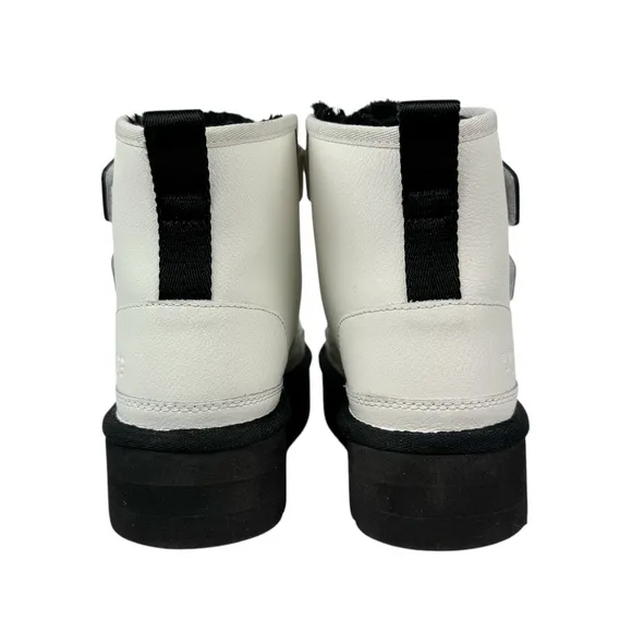 UGG Womens Neumel Platform Leather Boots Sz 6 White Straps Lined