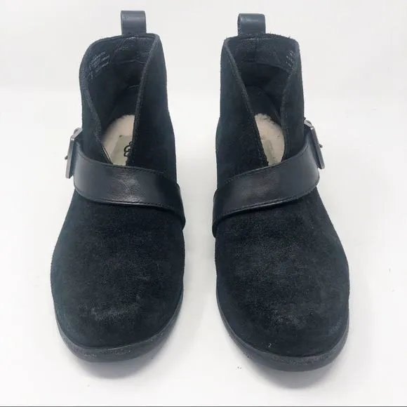 UGG | Wright Belted Boots Black Leather Size 6