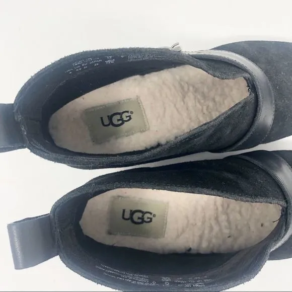 UGG | Wright Belted Boots Black Leather Size 6