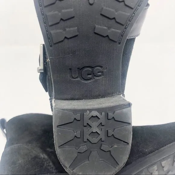 UGG | Wright Belted Boots Black Leather Size 6