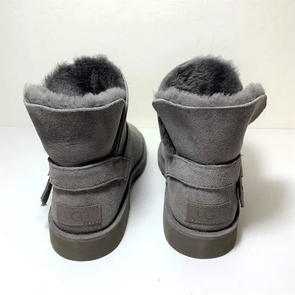 UGG Zariyah Boots Shearling Suede Ankle Booties Charcoal Gray Size 6.5 NEW