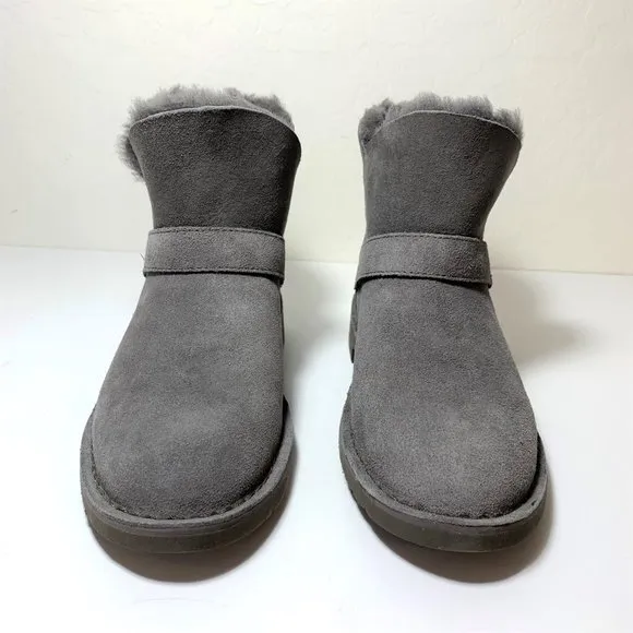 UGG Zariyah Boots Shearling Suede Ankle Booties Charcoal Gray Size 6.5 NEW
