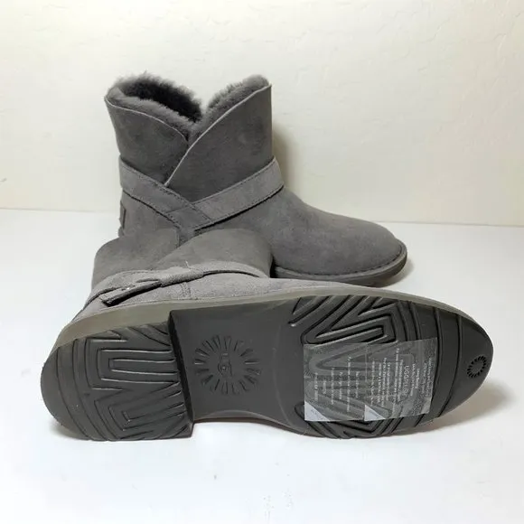UGG Zariyah Boots Shearling Suede Ankle Booties Charcoal Gray Size 6.5 NEW