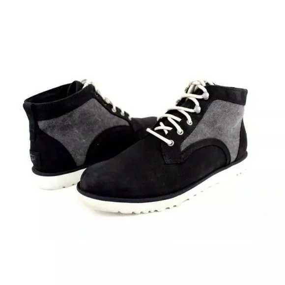 UGG BETHANY CANVAS NUBUCK SHEEPSKIN BLACK SHOES