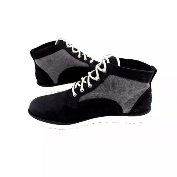 UGG BETHANY CANVAS NUBUCK SHEEPSKIN BLACK SHOES