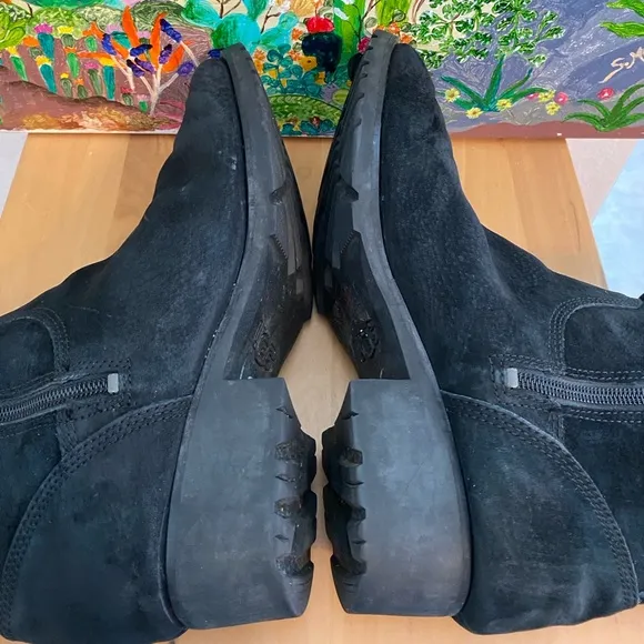 UGGS Side Zipper Suede Boots, Shearling Lining, N 1912, Black, Women's Size 10