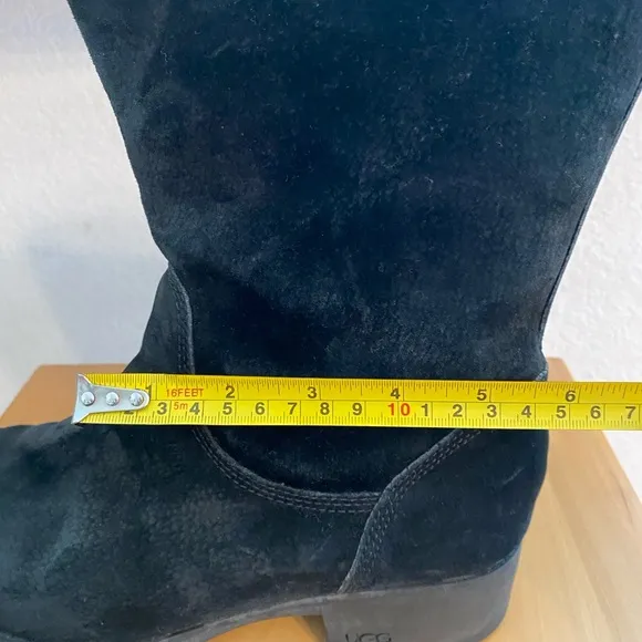 UGGS Side Zipper Suede Boots, Shearling Lining, N 1912, Black, Women's Size 10