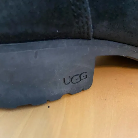 UGGS Side Zipper Suede Boots, Shearling Lining, N 1912, Black, Women's Size 10